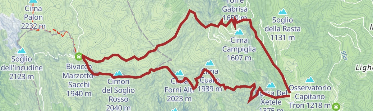 Route map: The "Strada delle 52 Gallerie" trail